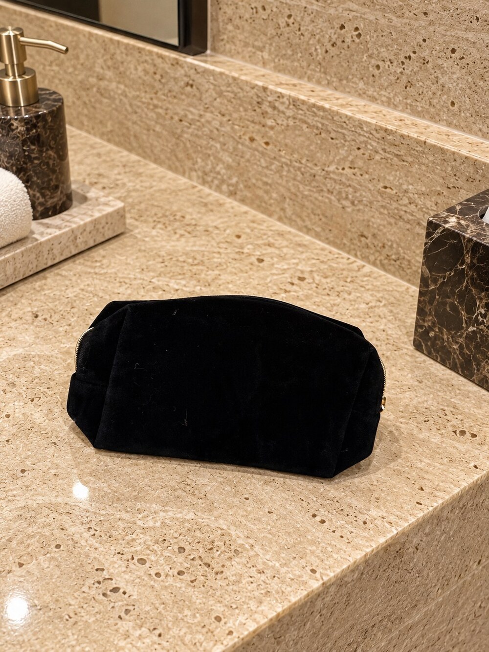 Yves Saint Laurent Black Velvet Makeup Bag | Makeup Essentials Pouch - Picture 3 of 6